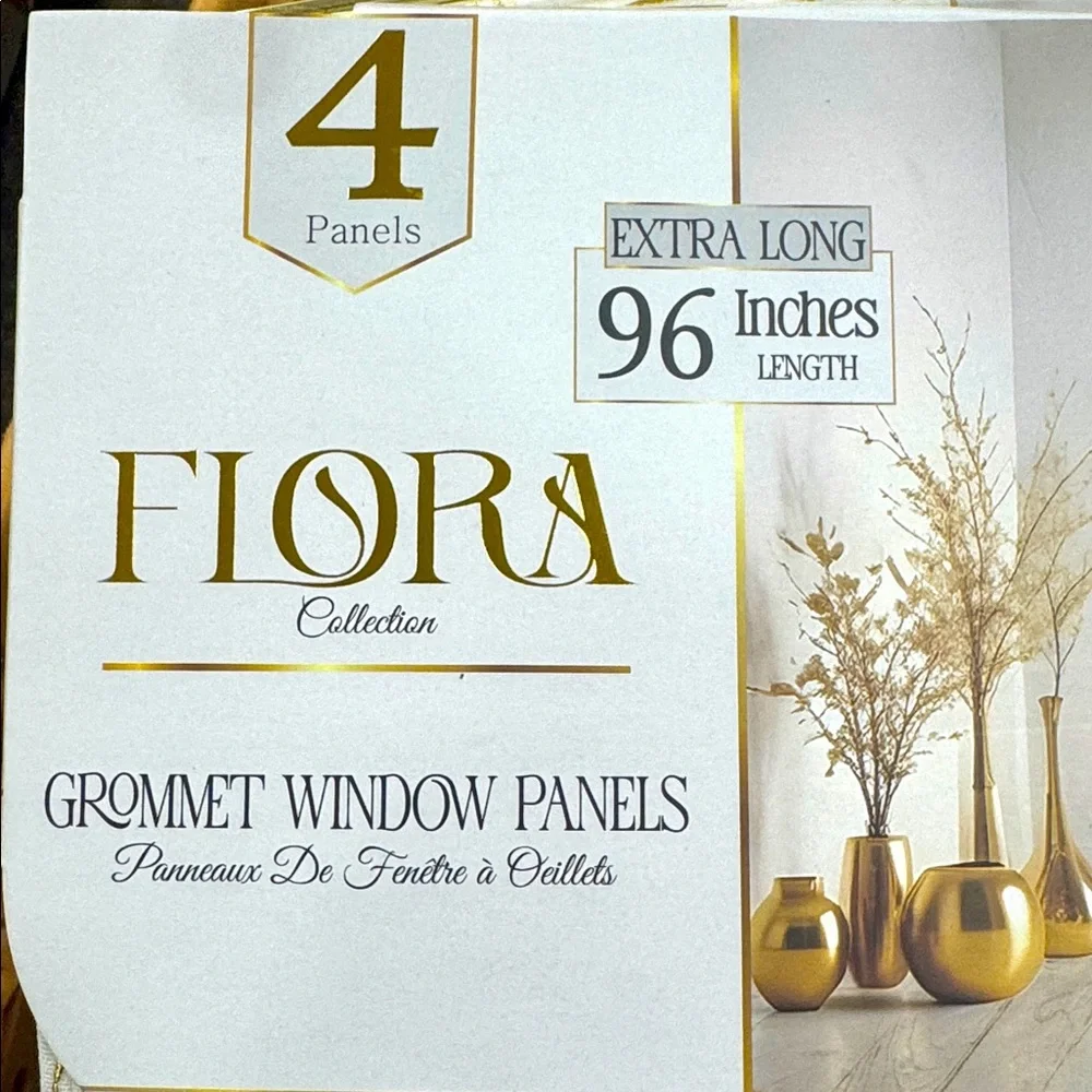 FLORA Collection Extra Long Set Of 4 Grommet Window Panels - 37